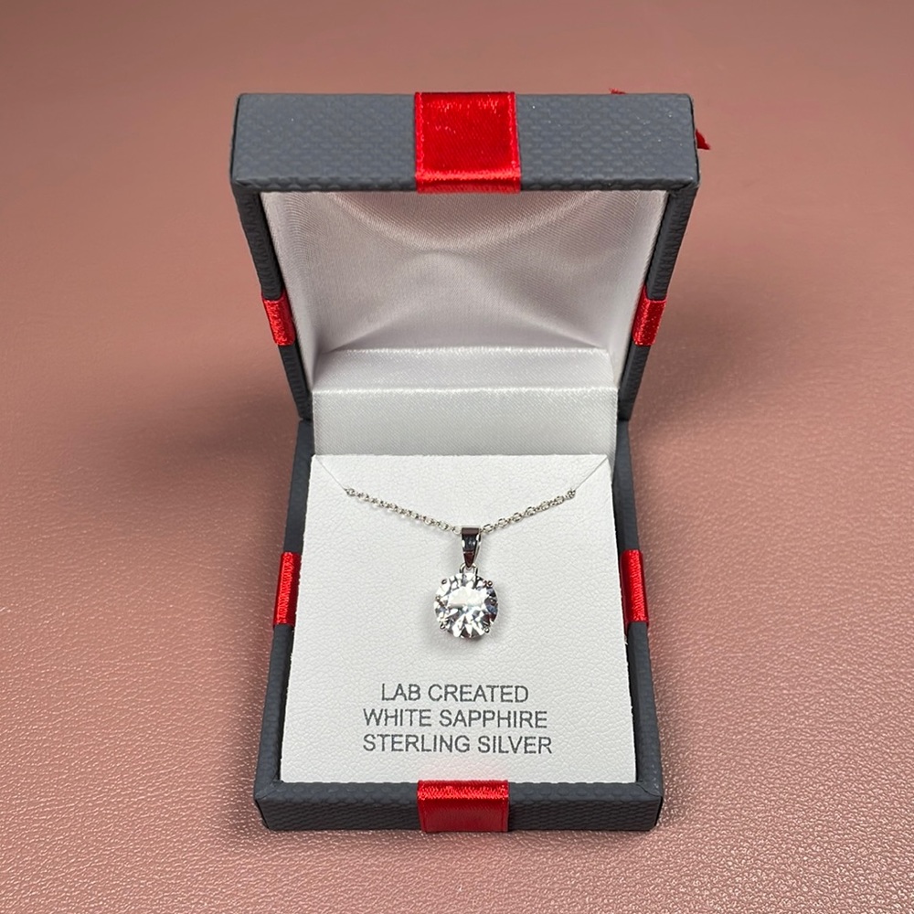 Sterling Silver and White Sapphire Pendant Necklace